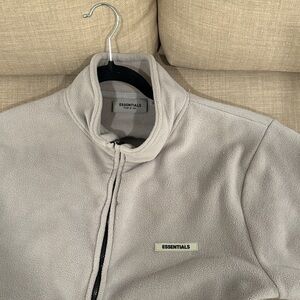 ESSENTIALS Light Taupe Fleece Half zip-Up Jacket